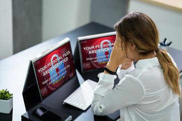 Poster - Ransomware Malware Attack. Business Computer Hacked