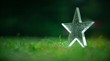 Championship Cup In The Form Of A Glass Star. The Winner's Prize Is In Dewdrops On The Green Grass. Awarding The Team.