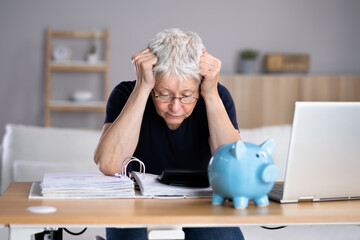 Poster - Worried Elderly Stressed By Debt
