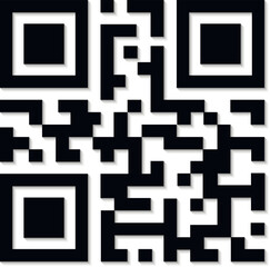 Vector qr code with shadow isolated on white background