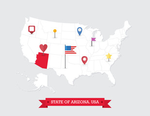 Wall Mural - Arizona State map highlighted on USA map