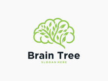 Green Brain With Tree Logo Design