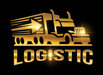 Wall Mural - Golden trucking  delivery service company logo