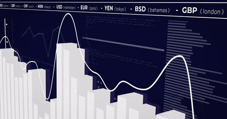 Poster - Image of financial data processing over black background