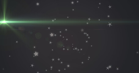 Poster - Image of glowing green light moving over stars in background