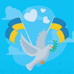 Poster - peace dove with ukraines flags