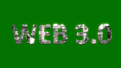 Poster - industrial style cybernetic text  on green screen bg, isolated - object 3D rendering