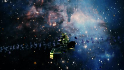 Wall Mural - galaxy exploration with nasa james webs telescope outer space towards central glowing milky way gala