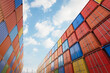 © phonlamaiphoto - stack of containers at container port