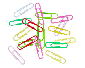 multi colored paper clips isolated