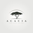 acacia tree logo vintage vector symbol illustration design, old tree logo design