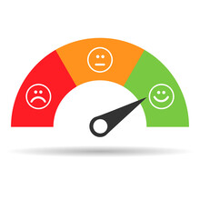 Customer Satisfaction Meter Shadow Icon, Graph Rating Measure Business Report Vector Illustration