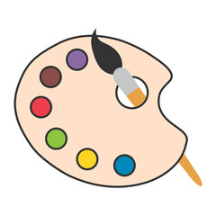 Flat art tool palette with paints color, artist web design graphic vector illustration