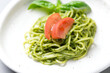 Genovese pasta with a basil, cheese, pine nut, and olive oil sauce
