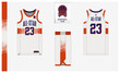 Basketball uniform mockup template design for basketball club. Basketball jersey, basketball shorts in front and back view. Basketball logo design.