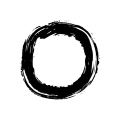 Wall Mural - circle shape in black ink strokes for design element. Graphic design elements for lower third, text effect, photo overlay, etc. Chinese style abstract brush strokes