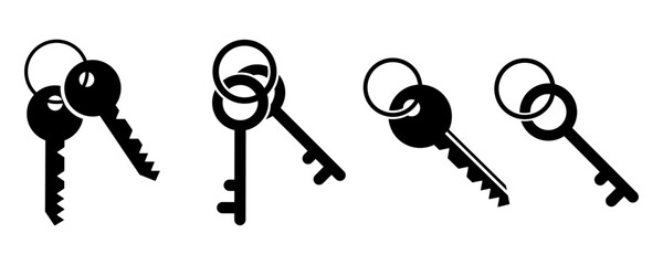 Wall Mural - Set of keys vector icons. Door key. Protecting  home. Private access.