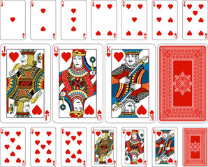 Leinwandbilder - Bridge size Heart playing cards plus reverse