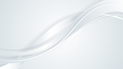 abstract luxury 3d white and gray ribbon wave curved lines on clean background