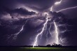 illustration of a thunderstorm over a field
