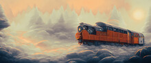 Artistic Concept Painting Of A Beautiful Train, Background Illustration.
