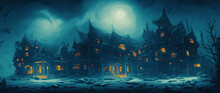 Artistic Concept Painting Of A Haunted House, Background Illustration.