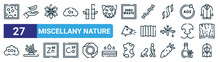 Set Of 27 Outline Web Miscellany Nature Icons Such As Density, Lightweight, Saffron, Crawl, Asbestos, Aae, Fur, Before After Vector Thin Line Icons For Web Design, Mobile App.