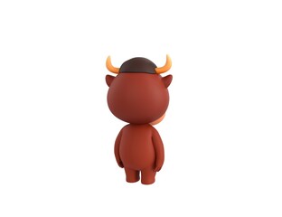 Sticker - Little Bull character looking back in 3d rendering.