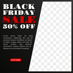 Wall Mural - Black Friday frame. Sale, discount social media post template. Promotion poster. Business banner design. Vector illustration.