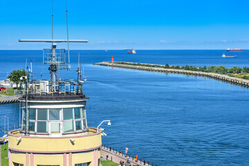 Wall Mural - View from the lighthouse at the entrance to the port of Gdansk in Poland