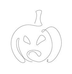 Wall Mural - Single line pumpkin illustration. Halloween pumpkin one line vector.