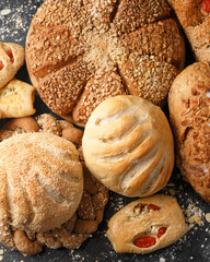 Wall Mural - Fresh Homemade different types of fresh bread