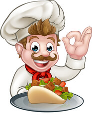 Poster - Cartoon Chef with Kebab