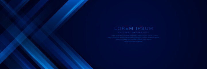 abstract blue horizontal banner background with geometric diagonal overlay layer. modern geometric d