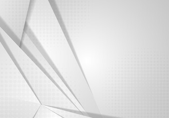 Poster - abstract gradient white and gray design of futuristic template artwork. overlapping design decoratio