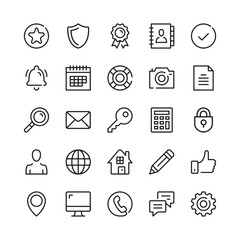 Poster - Basic line icons. Outline symbols. Vector line icons set