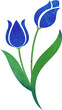 Water color texture botanic garden plant flower blue tulip