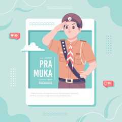 Wall Mural - pramuka day means scout day social media concept vector design