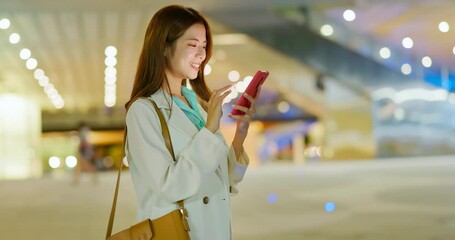 Poster - businesswoman use phone outdoor