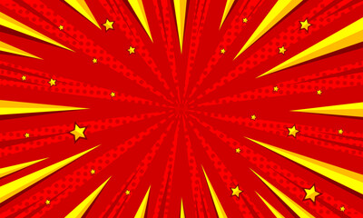 Wall Mural - comic red and yellow with star background