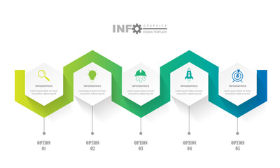 Poster - vector infographic circle design template with 5 option or steps.