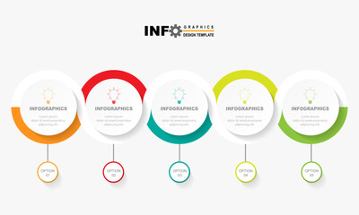 Poster - vector infographic circle design template with 5 option or steps.