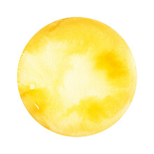 Watercolor Illustration Full Yellow Moon