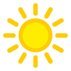 Wall Mural - sun icon. bright yellow sol symbol with rays in childish simple style