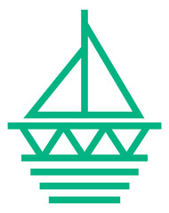 Sticker - Stylized boat logo. Geometric ship icon. Yacht symbol