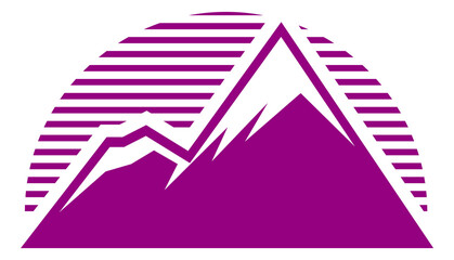 Poster - Mountain with snow on top logo. Ice peaks icon