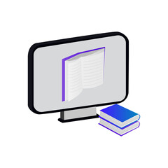 Poster - 3d object monitor with read books design
