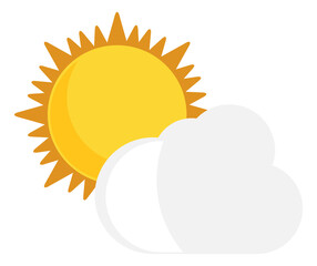 Wall Mural - Sun and cloud. Cloudy weather symbol. Forecast icon
