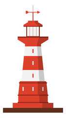 Canvas Print - Lighthouse icon. Red stripe marine building. Sea shore sign