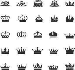 Sticker - princes crowns. king queen princess and prince crown icons, heraldic vector drawings royalty power s